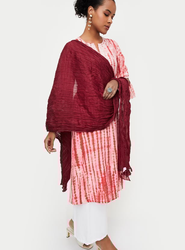 Women Scrunched Solid Dupatta