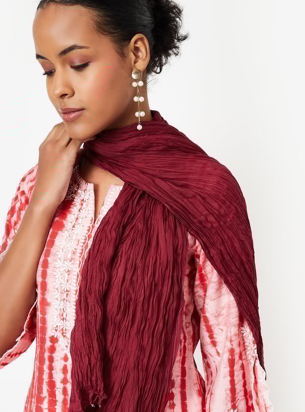 Women Scrunched Solid Dupatta