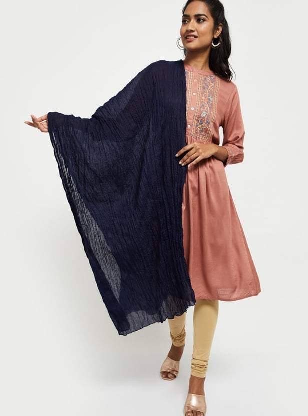 Women Solid Scrunched Dupatta