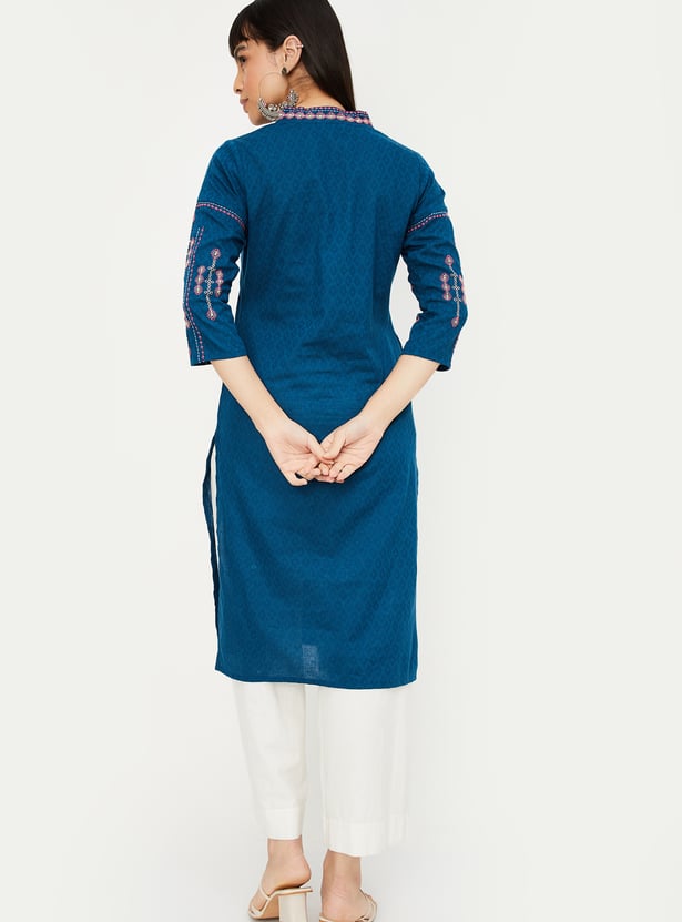Women Embroidered Straight Kurta