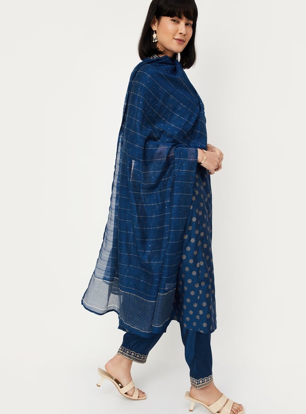 Women Foil Printed Kalidar Kurta Set