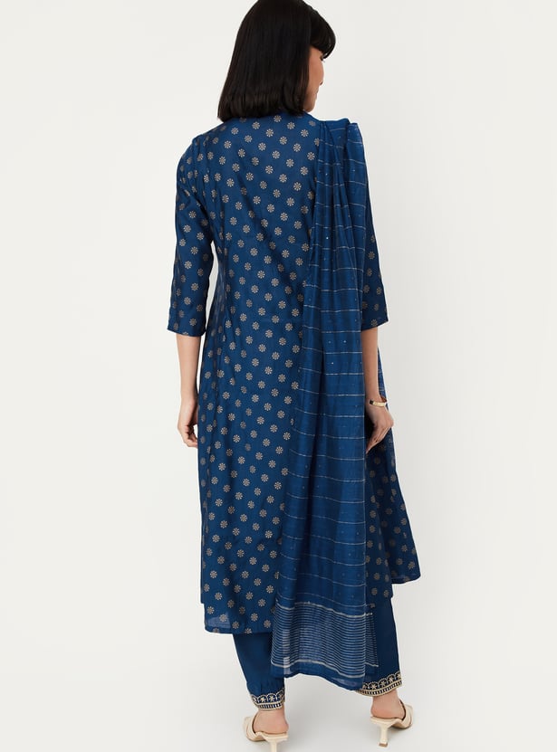 Women Foil Printed Kalidar Kurta Set