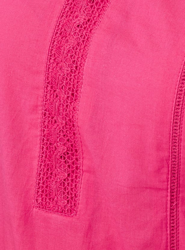 Women Schiffli Embroidered Straight Kurta