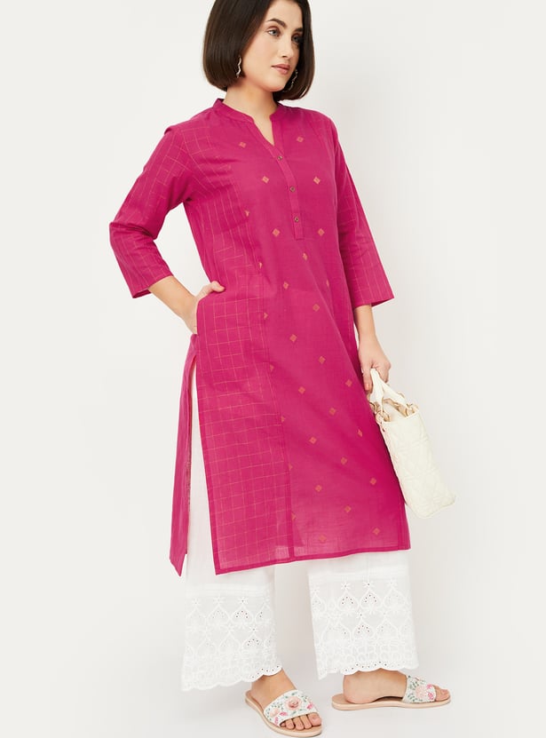 Women Embroidered Straight Kurta
