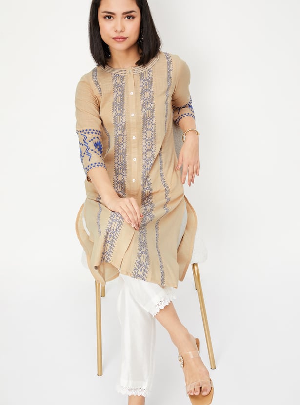 Women Thread Embroidered Straight Kurta