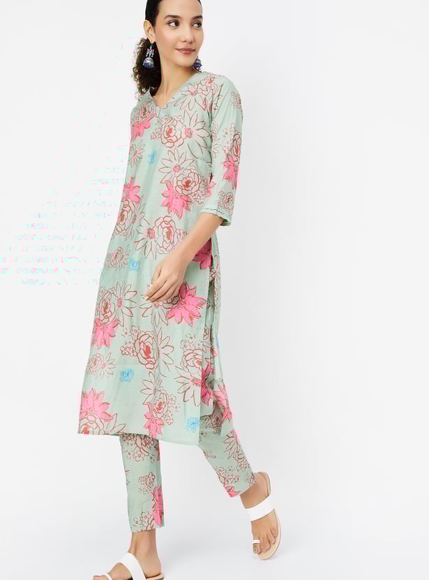 Women Floral Printed Straight Kurta Set