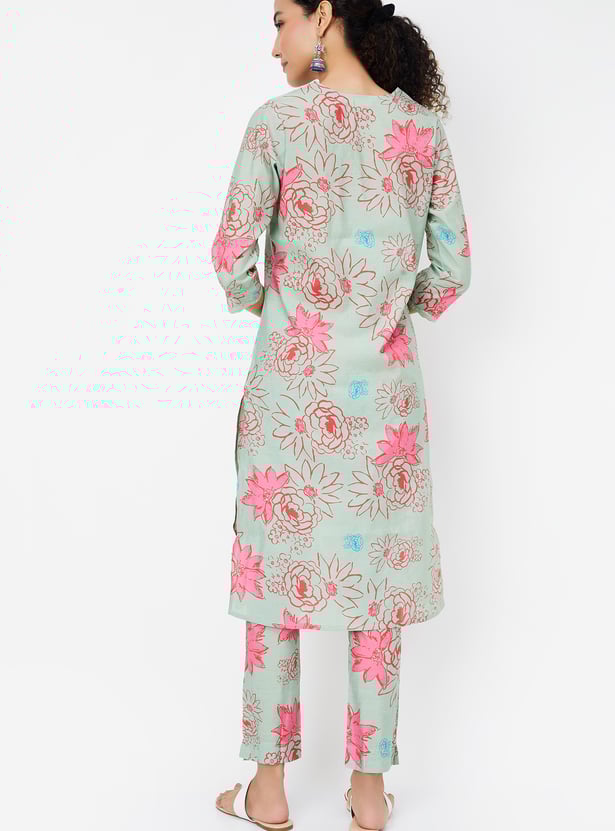 Women Floral Printed Straight Kurta Set
