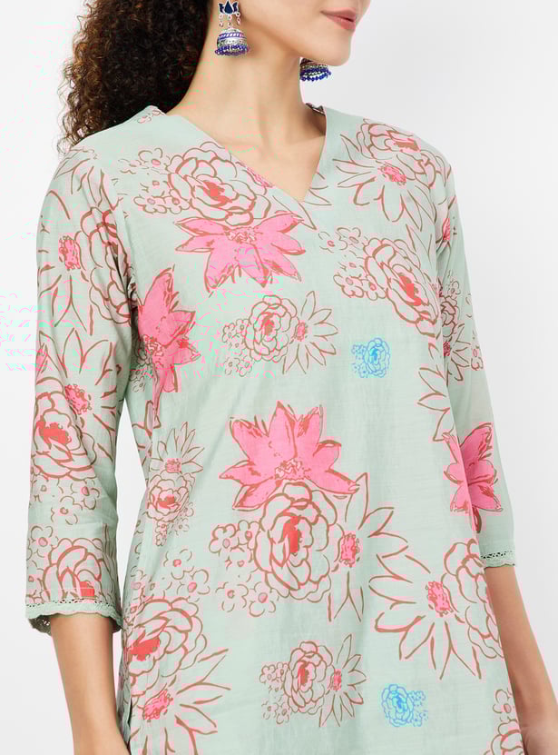 Women Floral Printed Straight Kurta Set