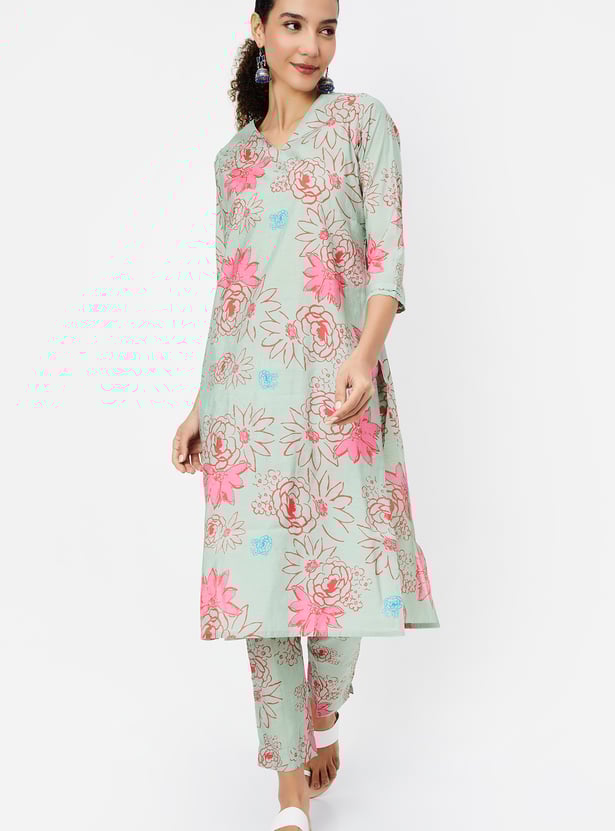 Women Floral Printed Straight Kurta Set