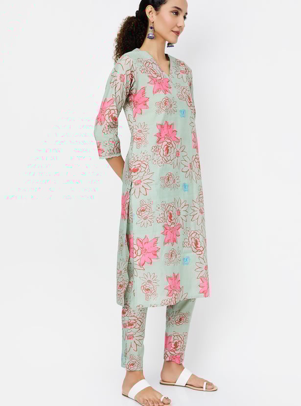 Women Floral Printed Straight Kurta Set