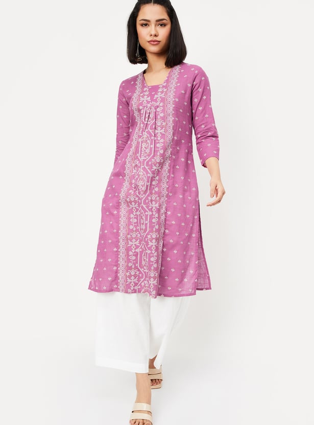 Women Embroidered Straight Kurta