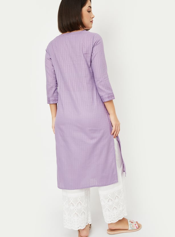 Women Embroidered Straight Kurta