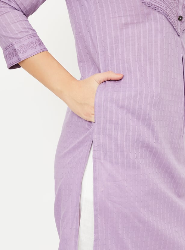 Women Embroidered Straight Kurta