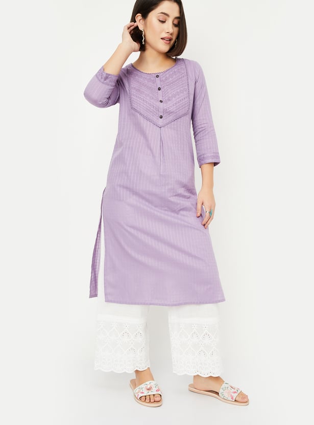 Women Embroidered Straight Kurta