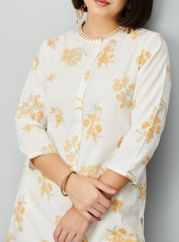 Women Floral Print Straight Kurta Set