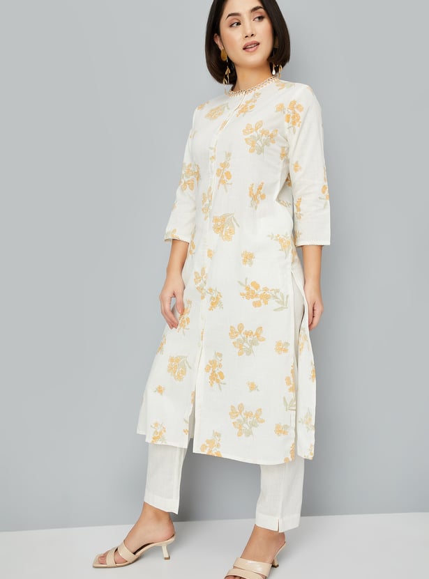 Women Floral Print Straight Kurta Set