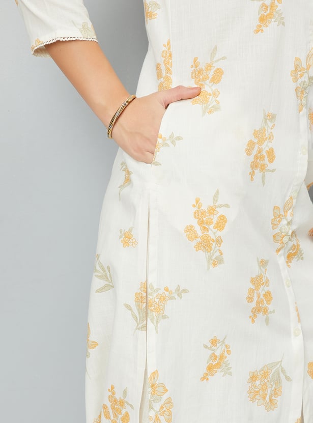 Women Floral Print Straight Kurta Set