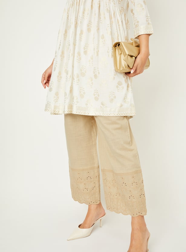 Women Schiffli Embroidered Palazzos