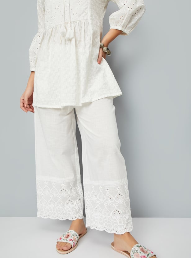 Women Schiffli Embroidered Palazzos