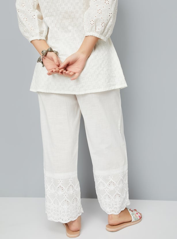 Women Schiffli Embroidered Palazzos