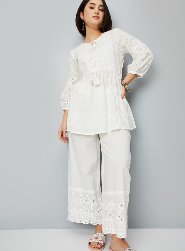 Women Schiffli Embroidered Palazzos