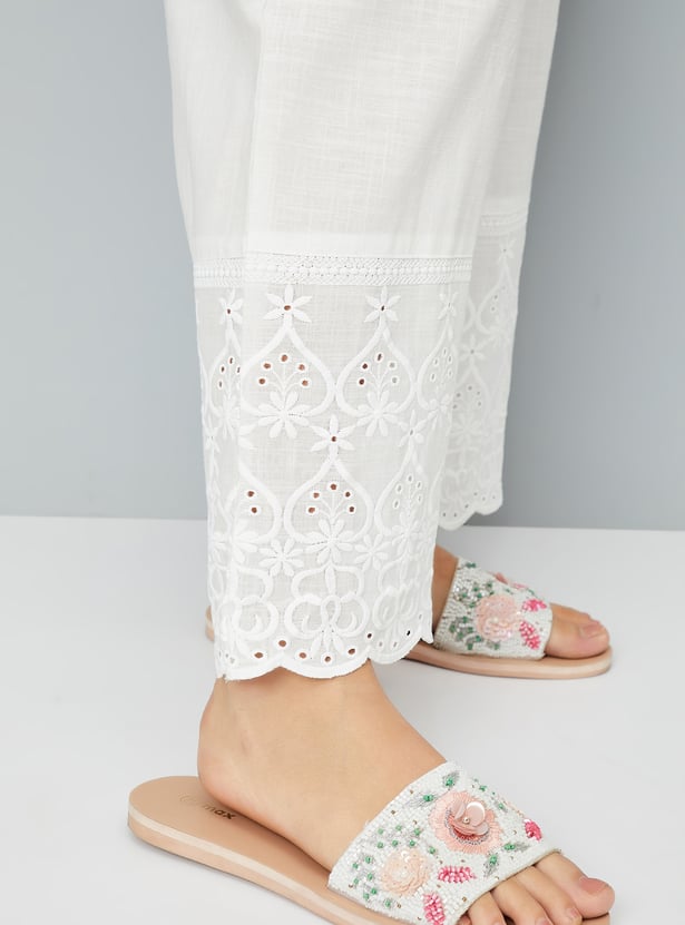 Women Schiffli Embroidered Palazzos
