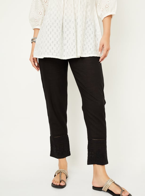 Women Embroidered Straight Pants