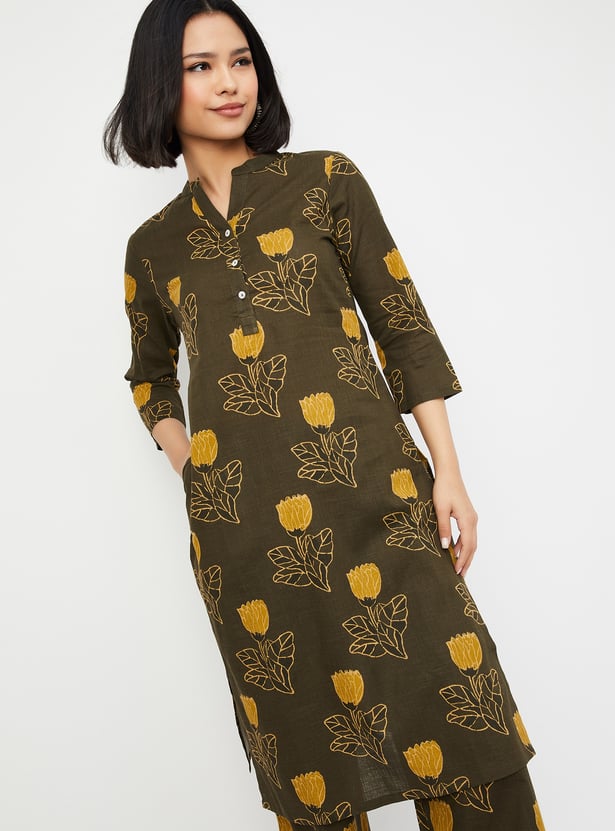 Women Floral Print Straight Kurta Set