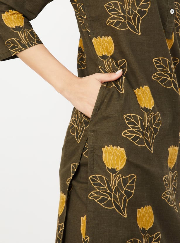 Women Floral Print Straight Kurta Set