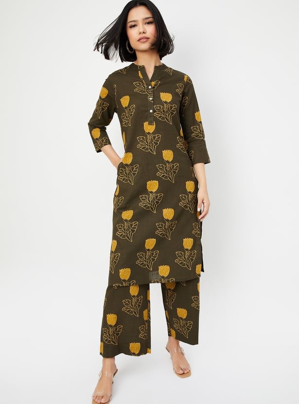 Women Floral Print Straight Kurta Set