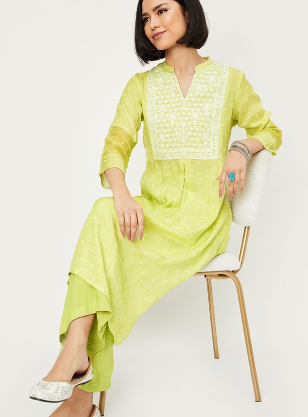 Women Embroidered A-line Kurta Set