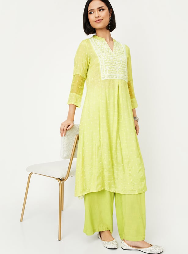 Women Embroidered A-line Kurta Set