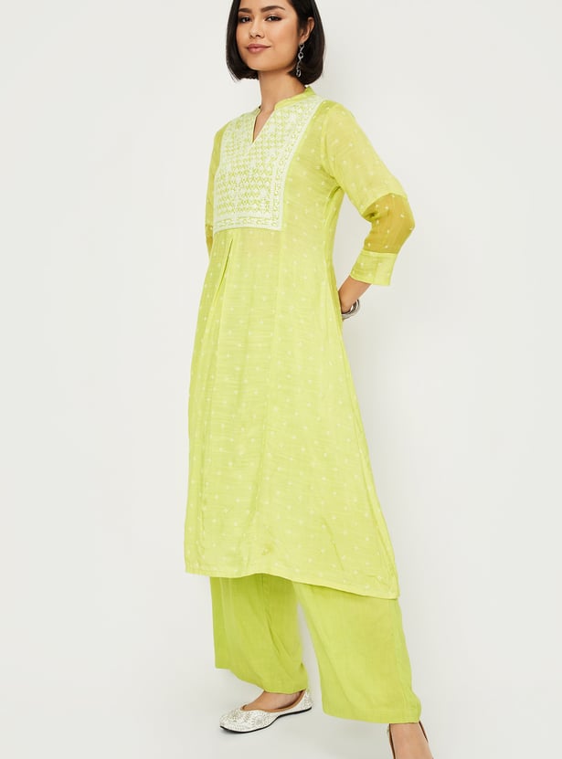 Women Embroidered A-line Kurta Set