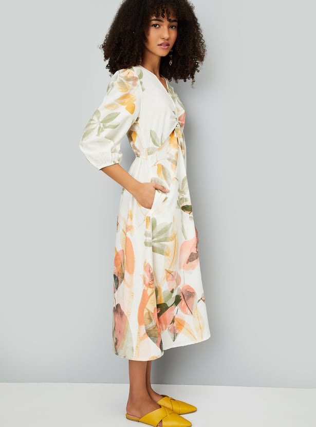 Kalki x Max Floral Print A-line Midi Dress