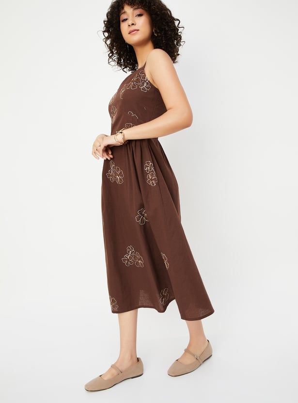Kalki x Max Women Floral Embroidered Spaghetti Strap Dress